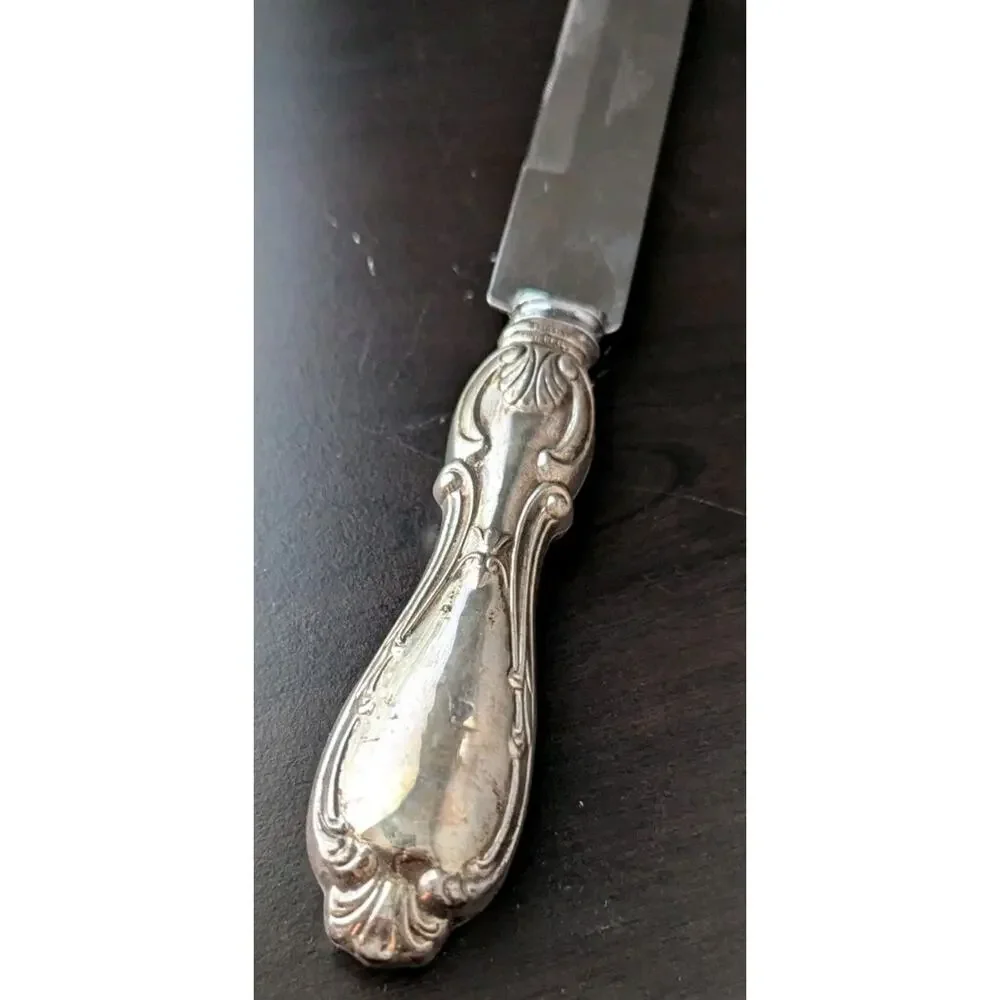 Sheffield French Provincial Sterling Silver Weighted Meat Carving Set Knife Fork
